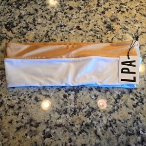 LPA Gold & White Bandeau Bikini Top Women’s Size L New With Tags Designer Swim